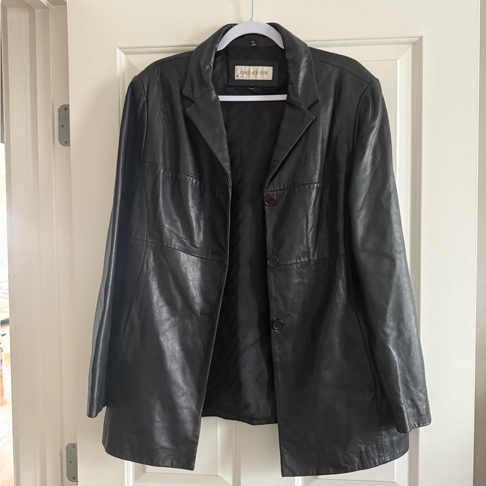 Vintage Jones New York Leather blazer jacket 90’s Y2K size medium/large